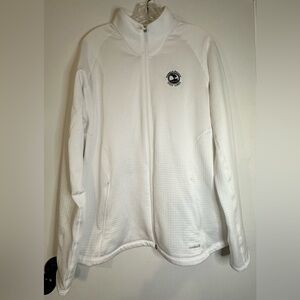 Cutter‎ & Buck Annika White Zip Up Sweater Golf Pebble Beach Logo Dry Tec XL